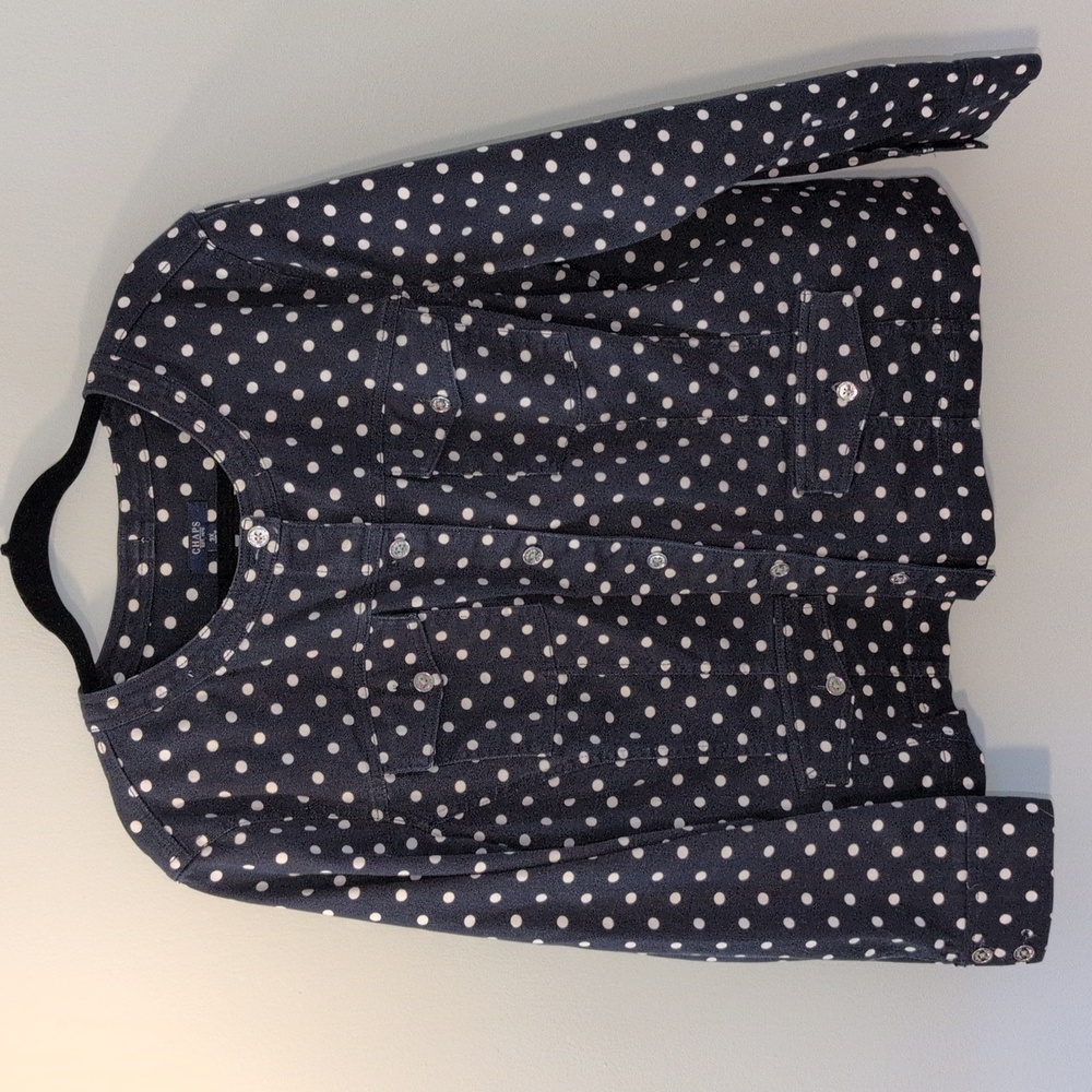 Chaps Navy and White Polka Dot Jean Jacket 3x